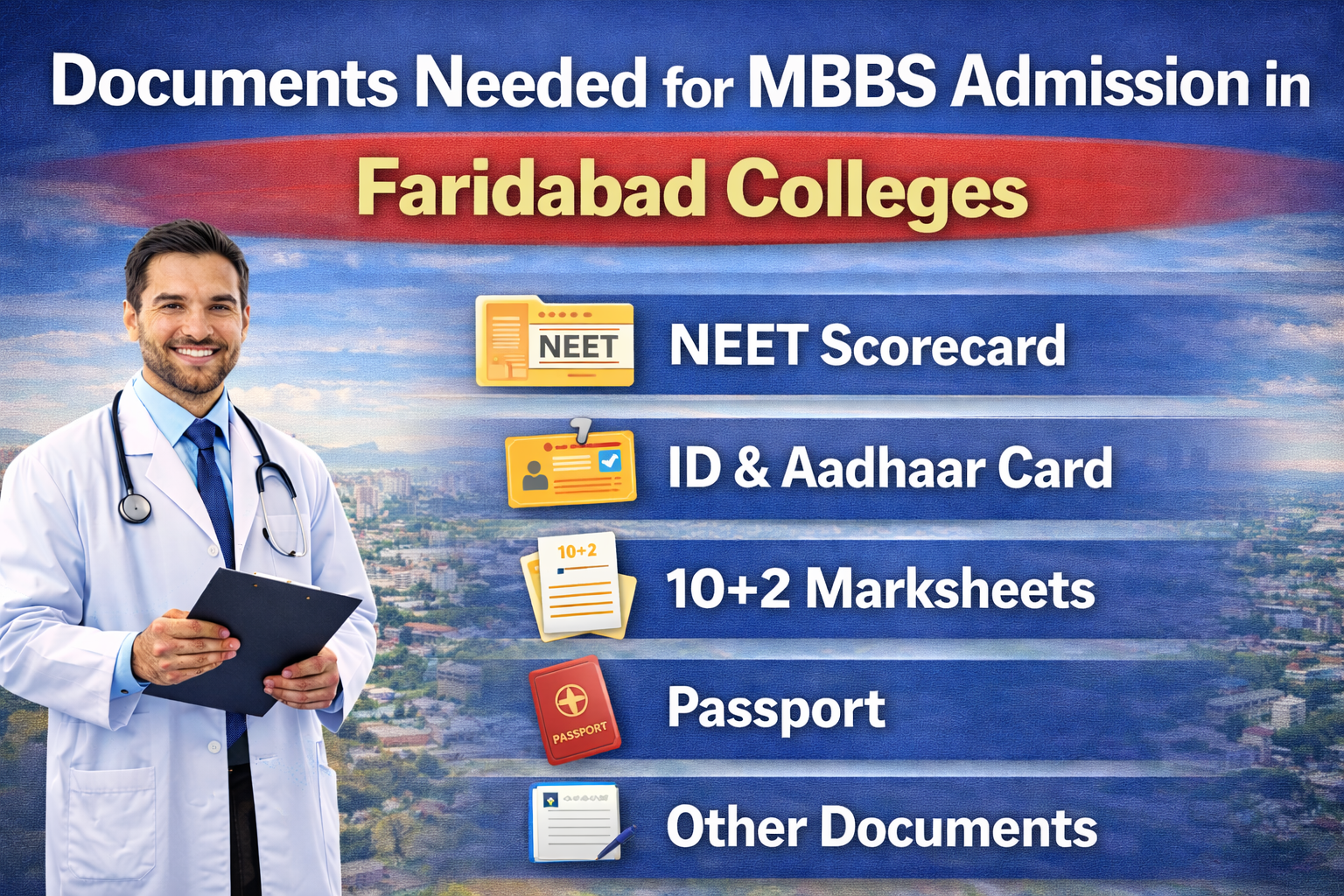 Documents Needed for MBBS Admission in Faridabad Colleges
